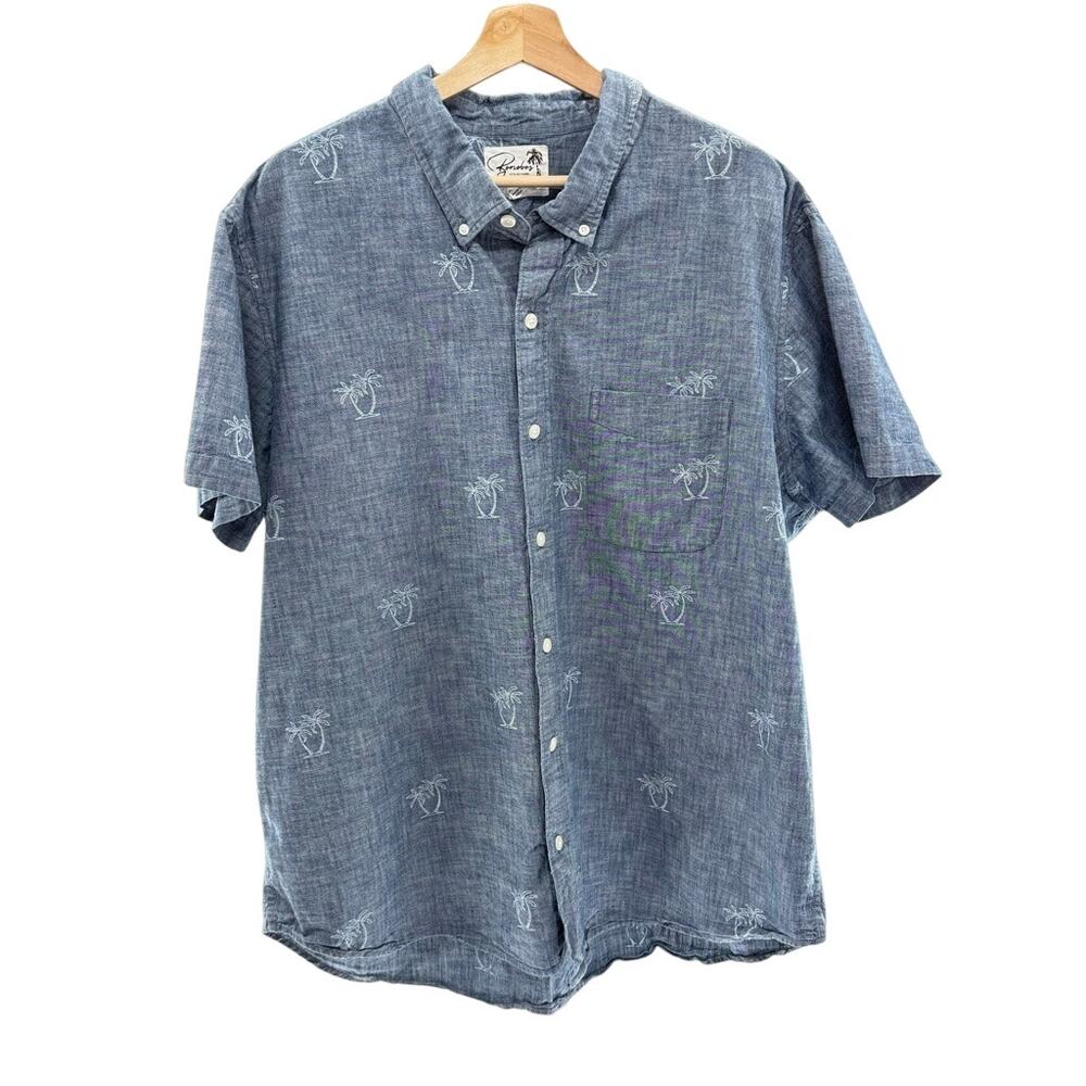 Bonobos Tropical Blue Chambray Button Short Sleeve Shirt "Standard Fit" Sz 2XL